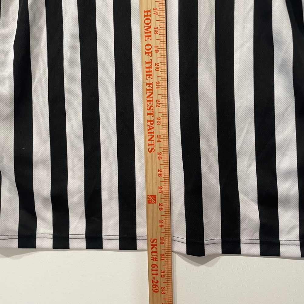 Smitty XL Referee Shirt Black White Striped Short Sleeve Zip Up - Picture 7 of 7